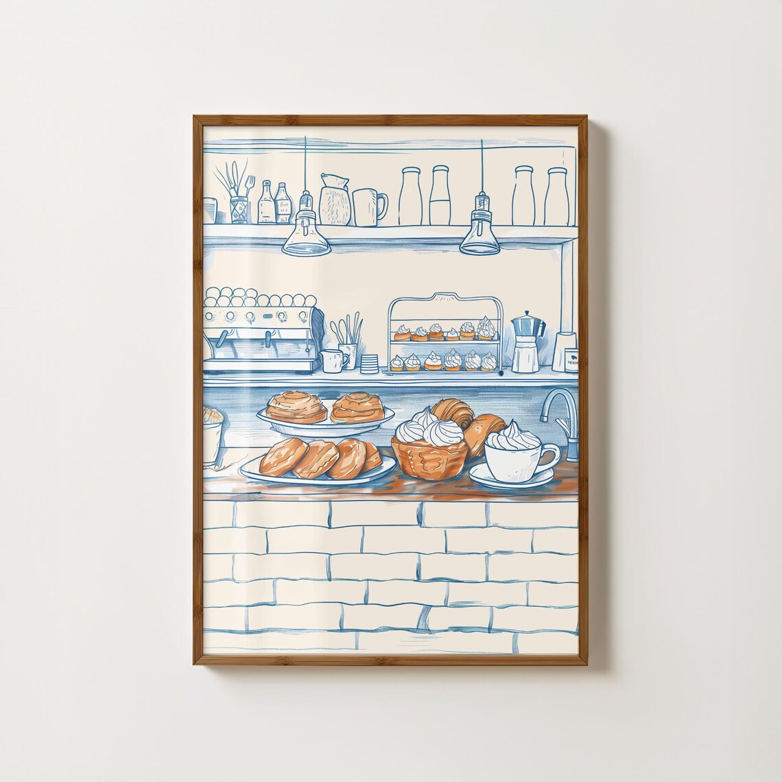 Patisserie Croissant Kitchen Bakery Wall Art Print