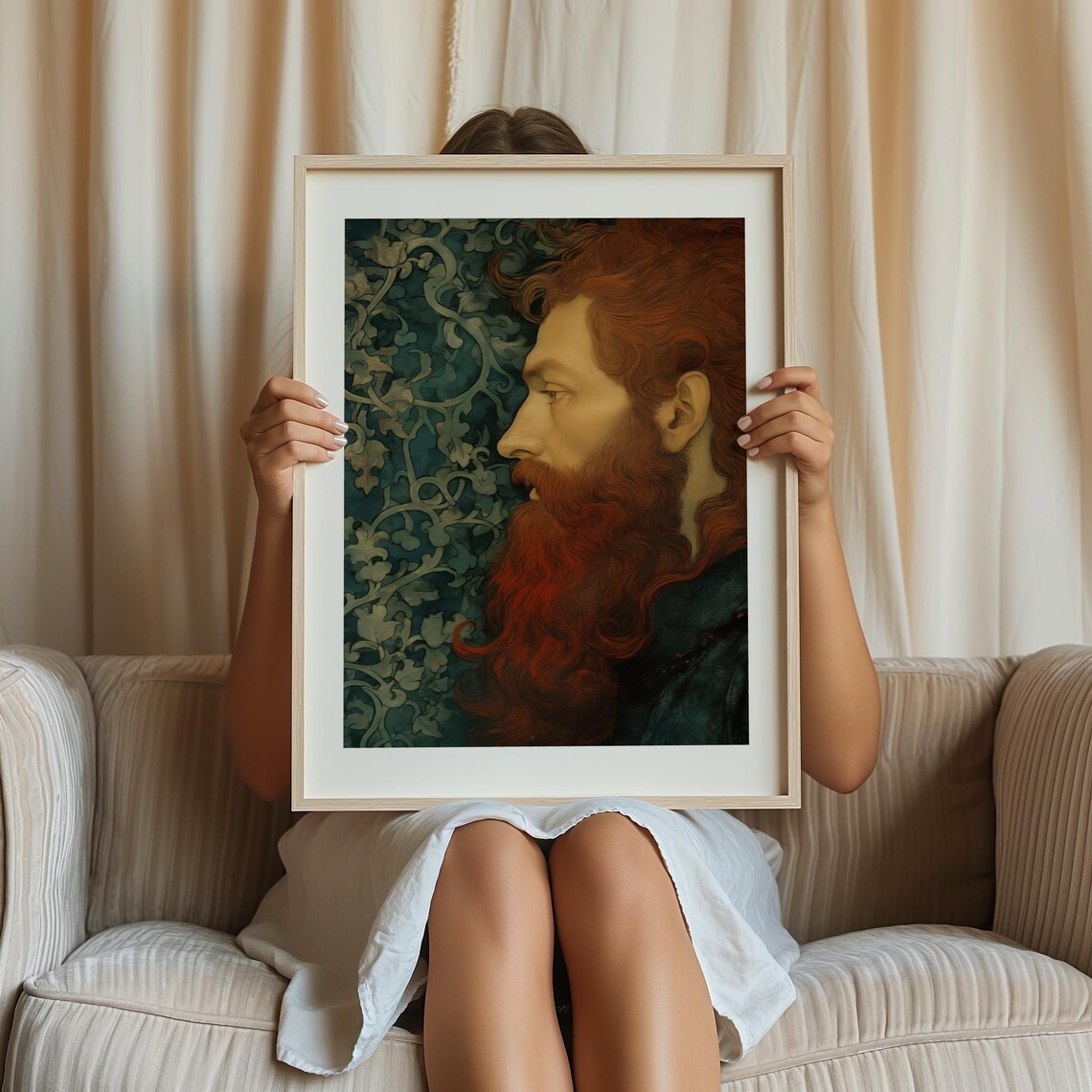 Red Bearded Man In Profile Renaissance Inspired Oil Portrait Poster - Image 2
