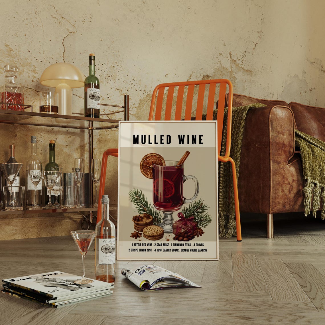 Mulled Wine Recipe Poster For Holiday Bar Cart Decor Artwork - Image 4