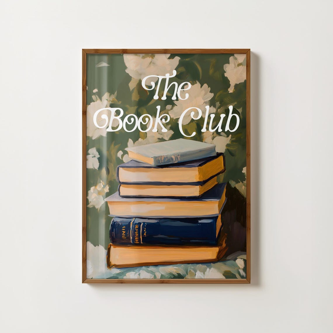 The Book Club Quote Over Stack Of Books Vintage Style Art Poster
