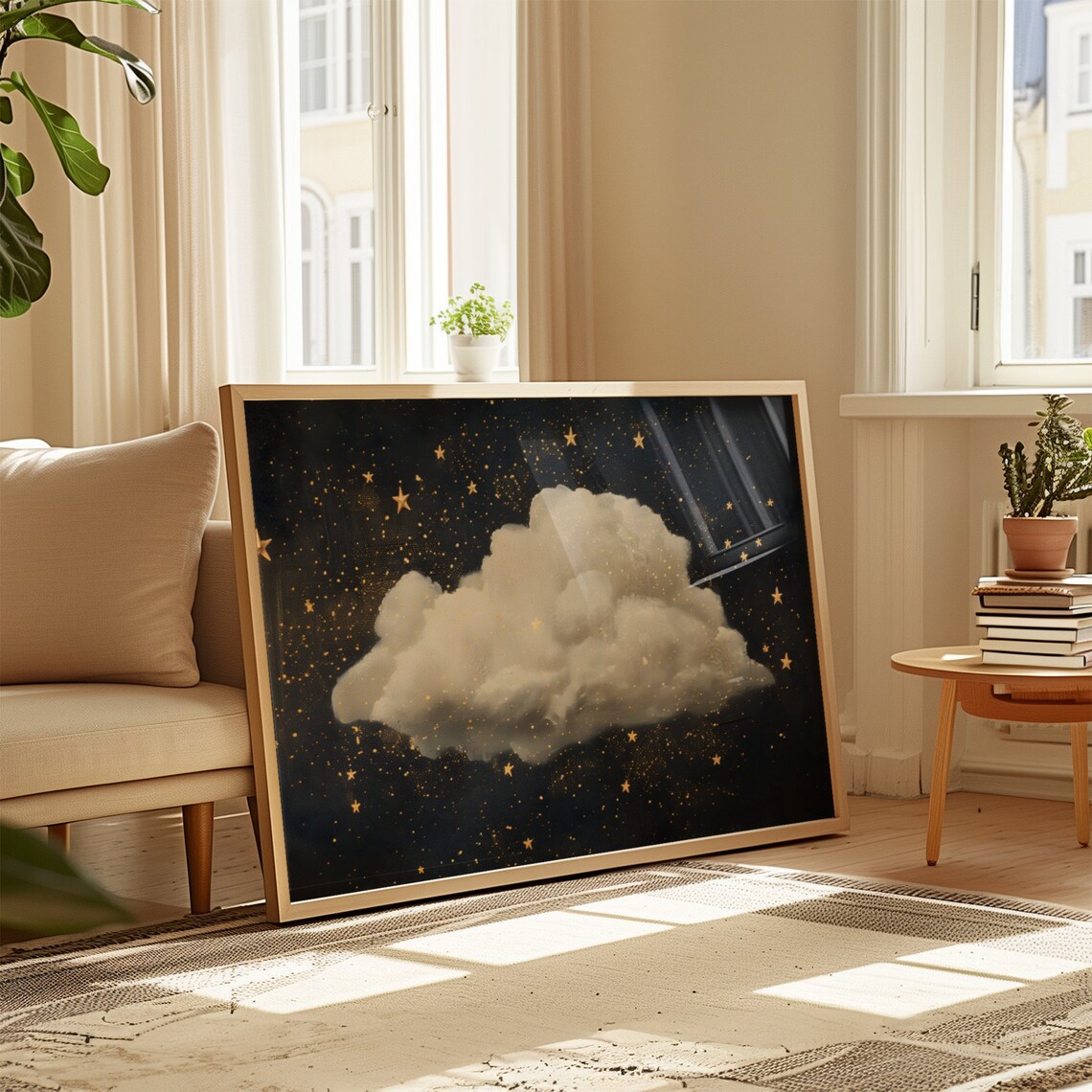 Starry Cloud Vintage Art Print, Dark Academia Night Sky - Image 4