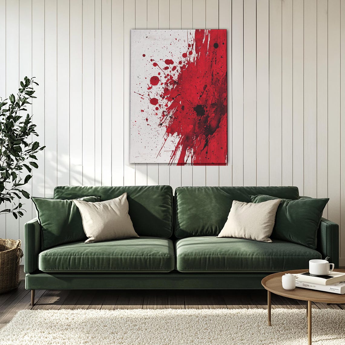 Abstract Red And Black Splatter Art Print Bold Expressionist Wall Decor Modern Minimalist Ink Splash Design For Living Room Or Office - Image 4