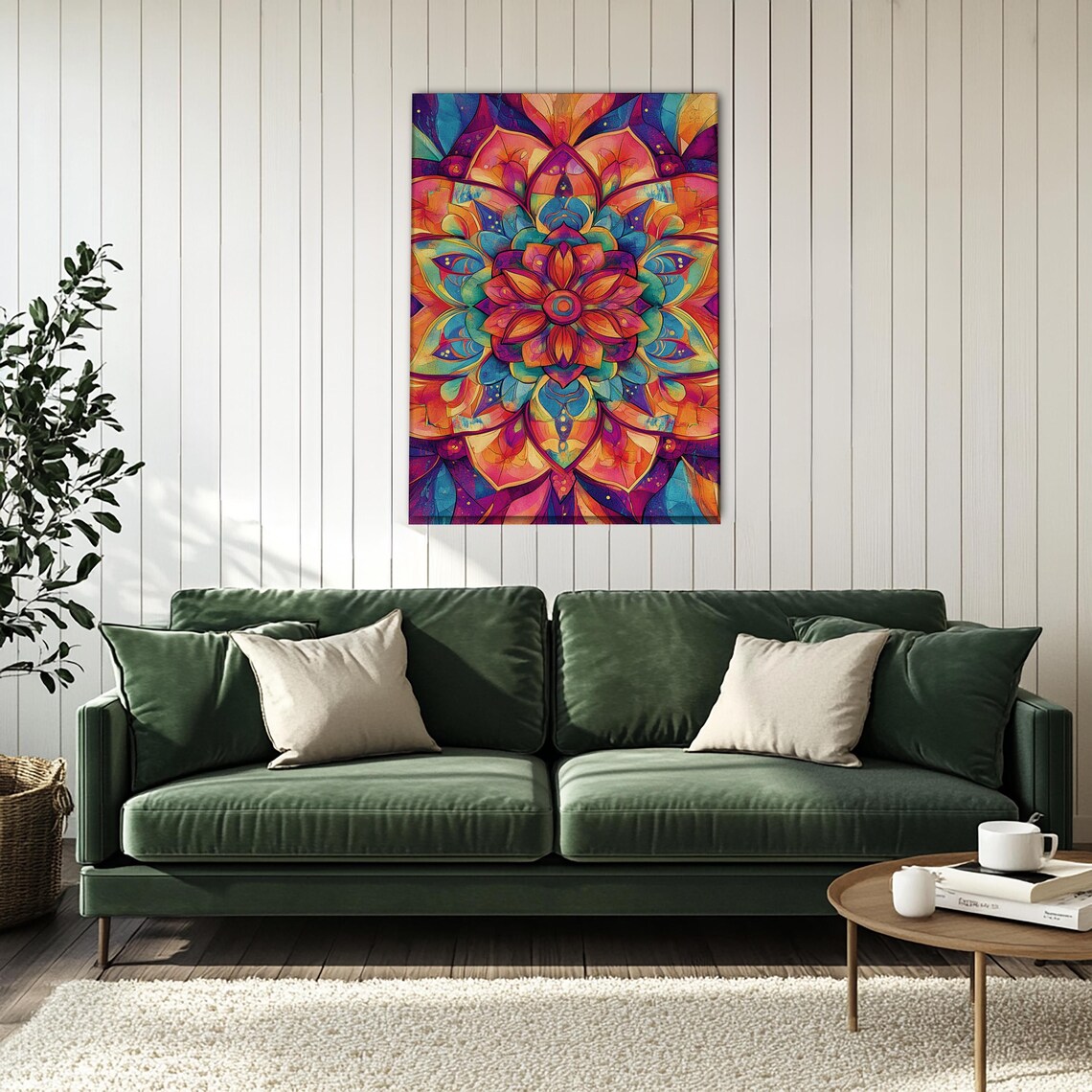 Vibrant Rainbow Mandala Flower Bohemian Spiritual Yoga Art Poster - Image 4