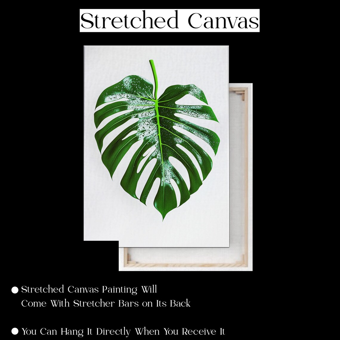 Single Green Monstera Leaf on White Minimal Botanical Art Poster - Image 2