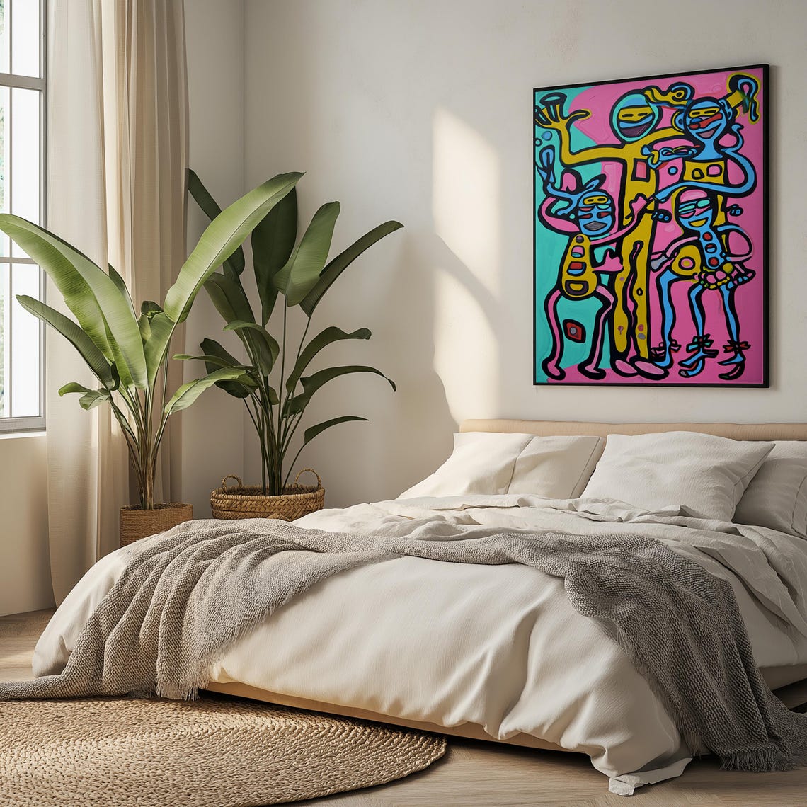 Colorful Happy Family Figures Pop Line Art Modern Joyful Poster - Image 5