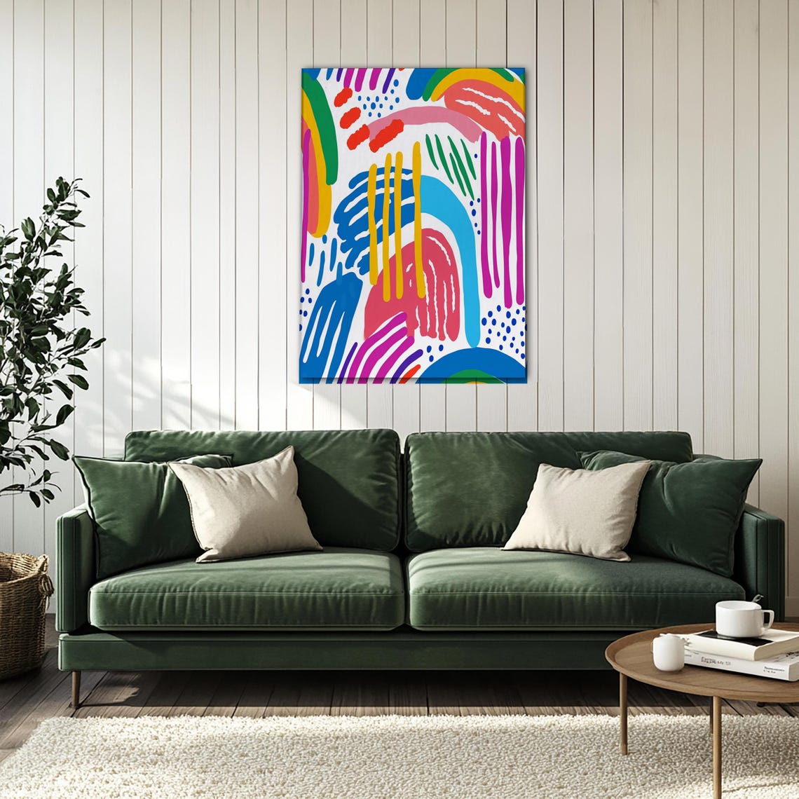 Colorful Abstract Brushstroke Modern Art Print for Home Decor - Image 3