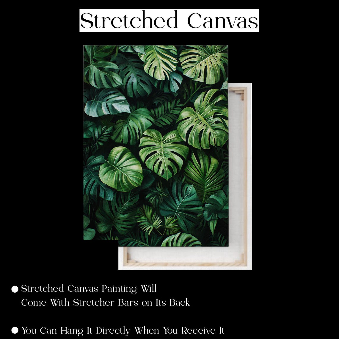 Lush Green Monstera Jungle Leaves Tropical Botanical Art Poster - Image 2
