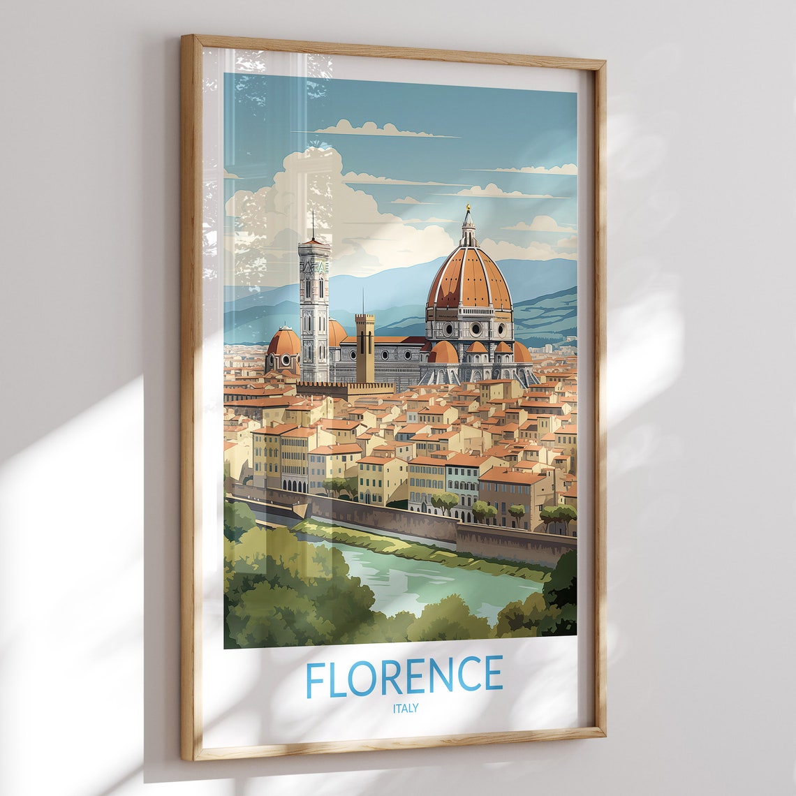 Florence Italy Panorama Duomo River Valley Sweeping Travel Poster