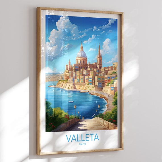 Valletta Print No 3 Valletta Poster Valletta Wall Art Valletta Art Print Valletta Artwork Valletta Travel Gift Malta