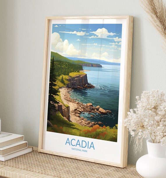 Acadia National Park Sunny Cove Beach Cliffs Daytime Coastal Scene Poster
