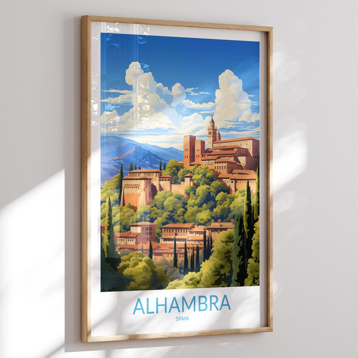 Alhambra Spain Historic Moorish Palace Hillside Cypress Poster