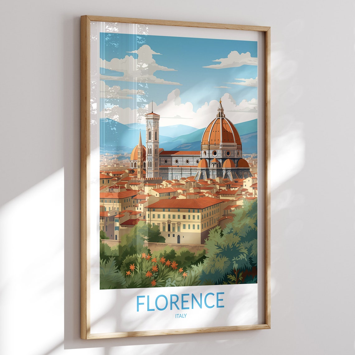 Florence Italy Duomo Cathedral Garden City Skyline View Travel Poster