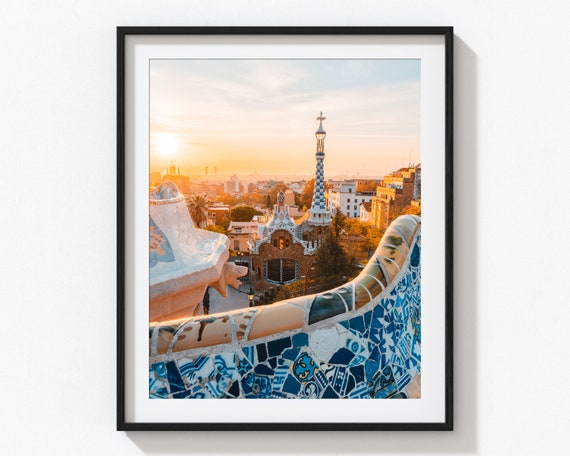 Barcelona Park Gell Photo Print Sunrise Poster Wall Art From Barcelona Spain
