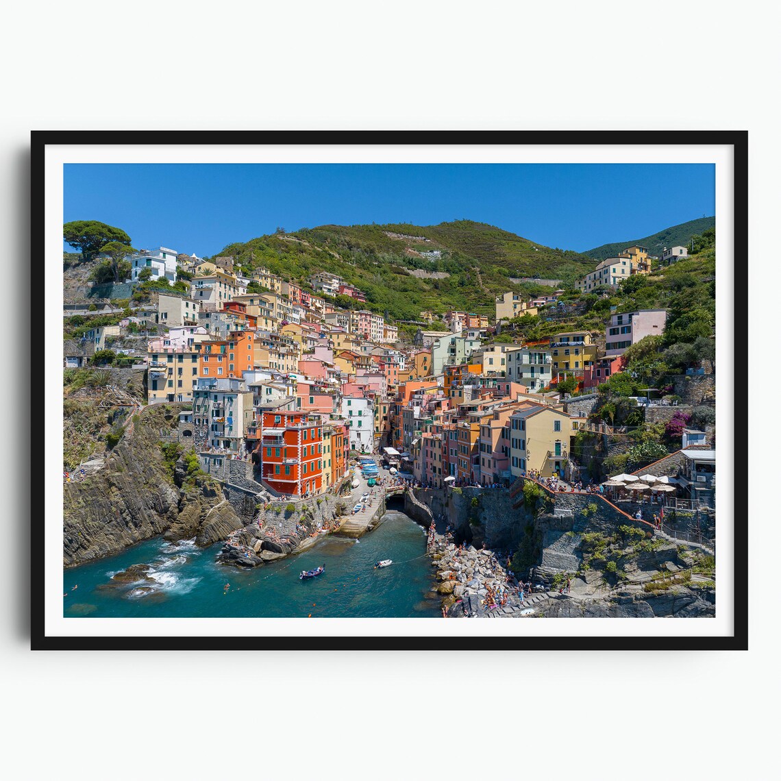 Riomaggiore Cinque Terre Daytime Harbor Village Italy Poster