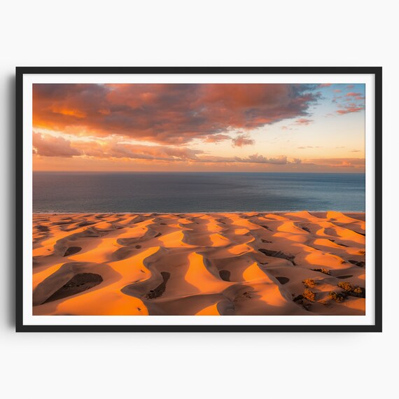 Sunrise Desert Photo Print Gran Canaria Maspalomas Dunes Poster Print Travel Photography Colorful Art Canary Islands Spain Home Decor