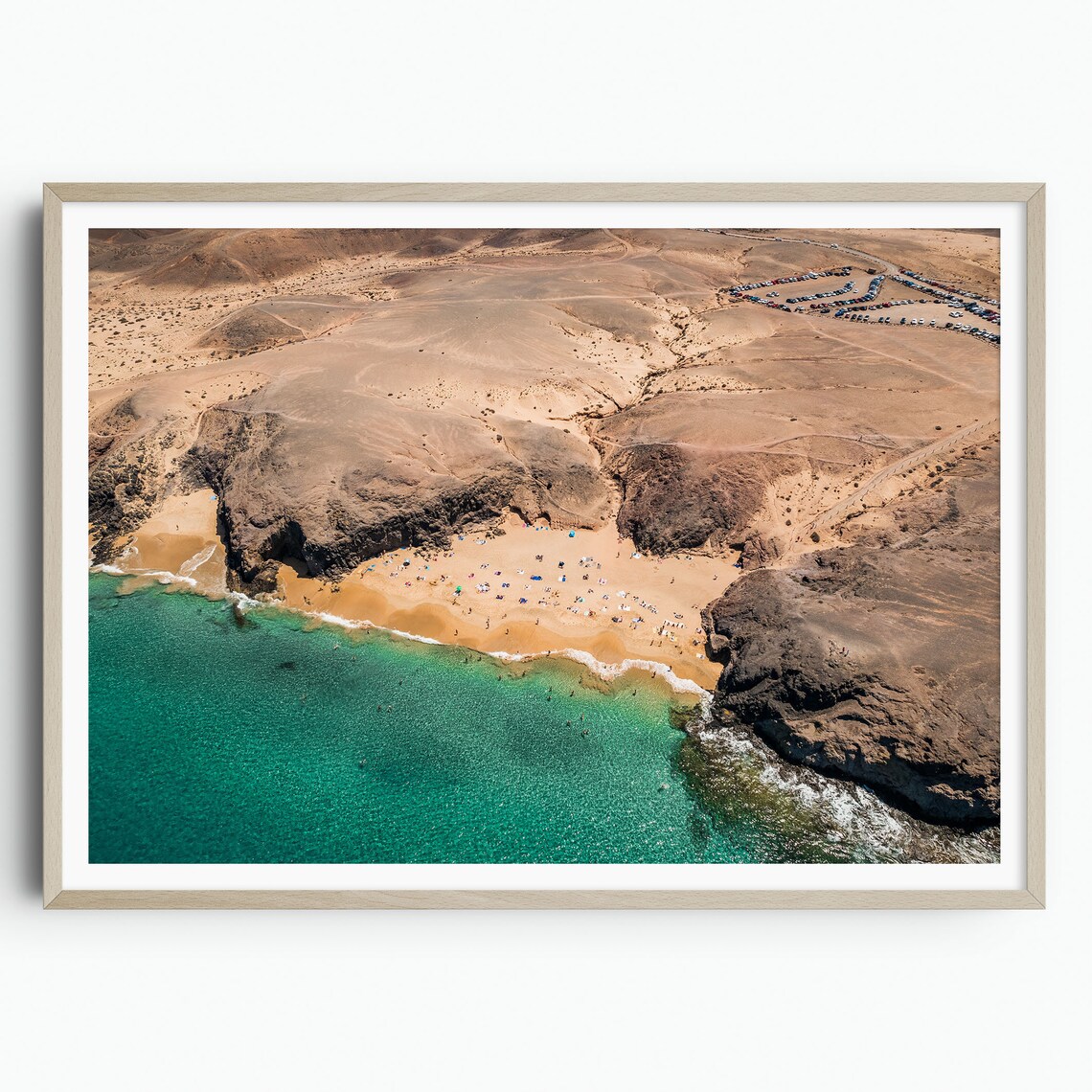 Hidden Cove Beach Aerial Turquoise Sea Lanzarote Travel Poster