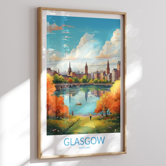 Glasgow Print No 3 Glasgow Poster Glasgow Wall Art Glasgow Art Print Glasgow Artwork Glasgow Travel Gift United Kingdom Print England