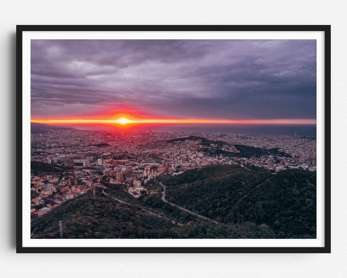 Barcelona City Print Barcelona Print Barcelona Poster Barcelona Art Barcelona Wall Decor Barcelona Sunrise Travel Print Travel Poster