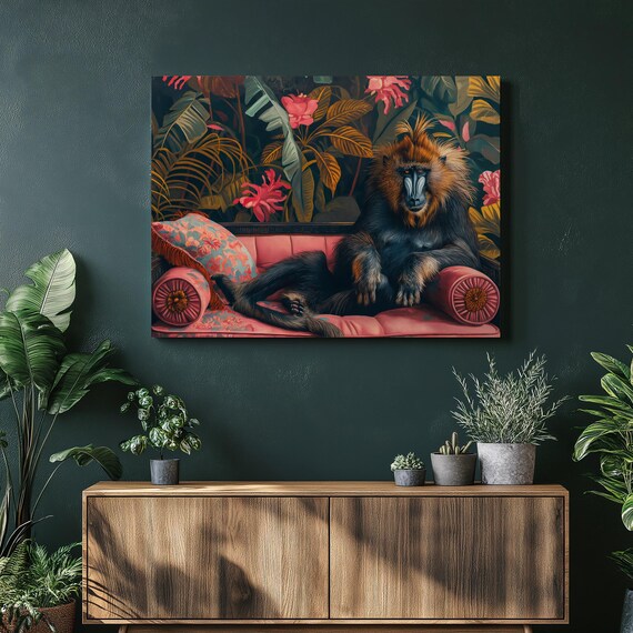 Mandrill Canvas Wall Art Vibrant Animal Artwork Colorful Monkey Home Decor Primate For Living Room Lover Gift