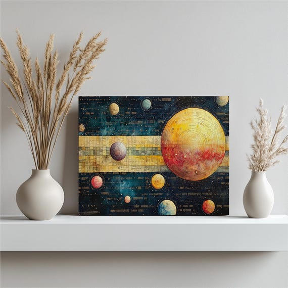 Solar System Planets Vintage Astronomy Star Chart Wall Map Poster