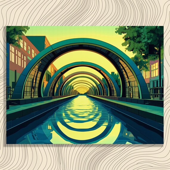 Vibrant Futuristic Cityscape Canvas Wall Art Modern Architectural Design Painting Urban Landscape Artworks