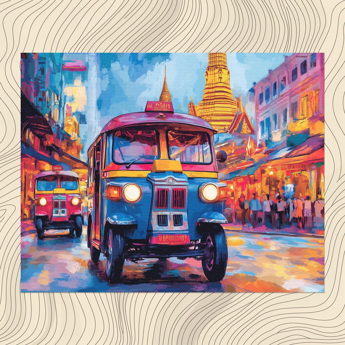 Bangkok Tuk Tuk Street Thailand Colorful City Travel Art Poster