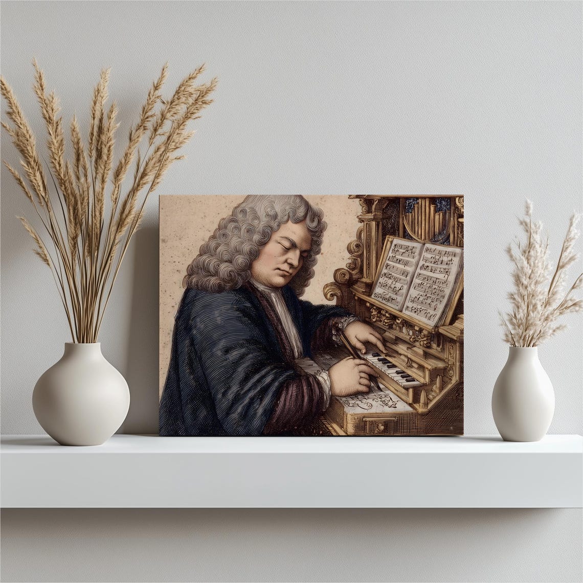 Baroque Classical Music Scene Violin Vintage Style Art Poster