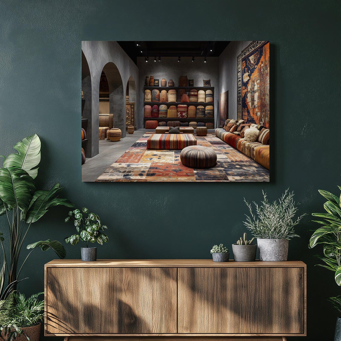 Moroccan Rug Souk Interior Cozy Bohemian Textile Wall Poster