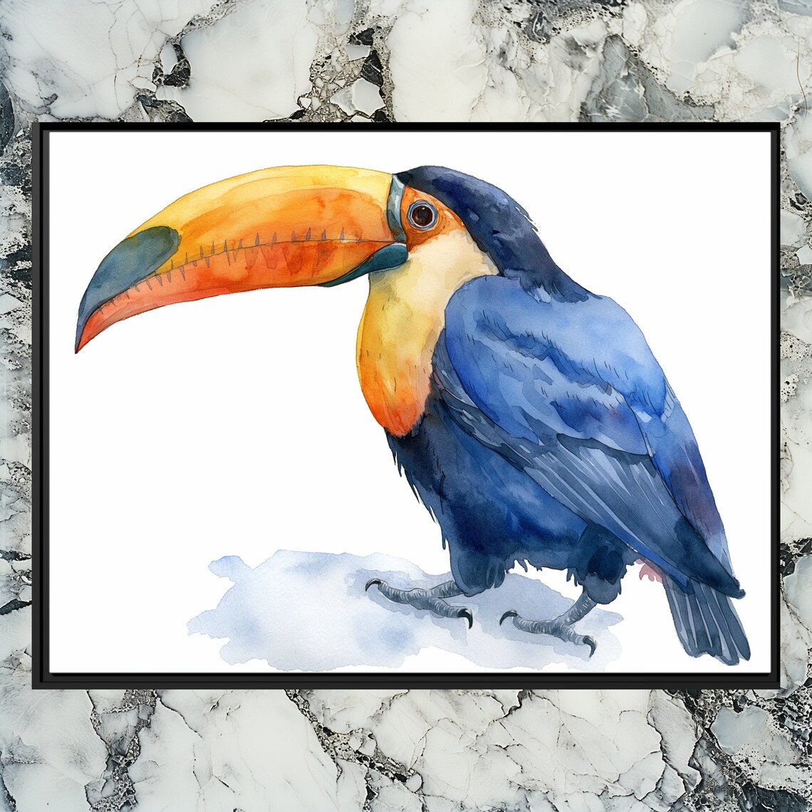 Toco Toucan Colorful Beak Watercolor Tropical Bird Art Poster