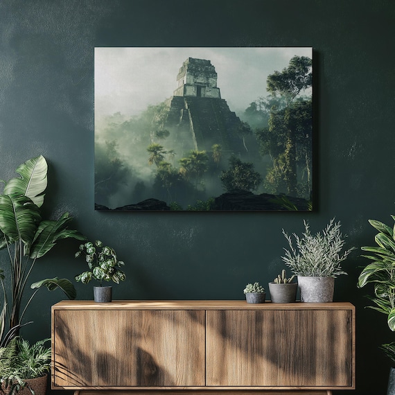 Tikal Mayan Temple Pyramid Rising From Misty Jungle Guatemala Poster
