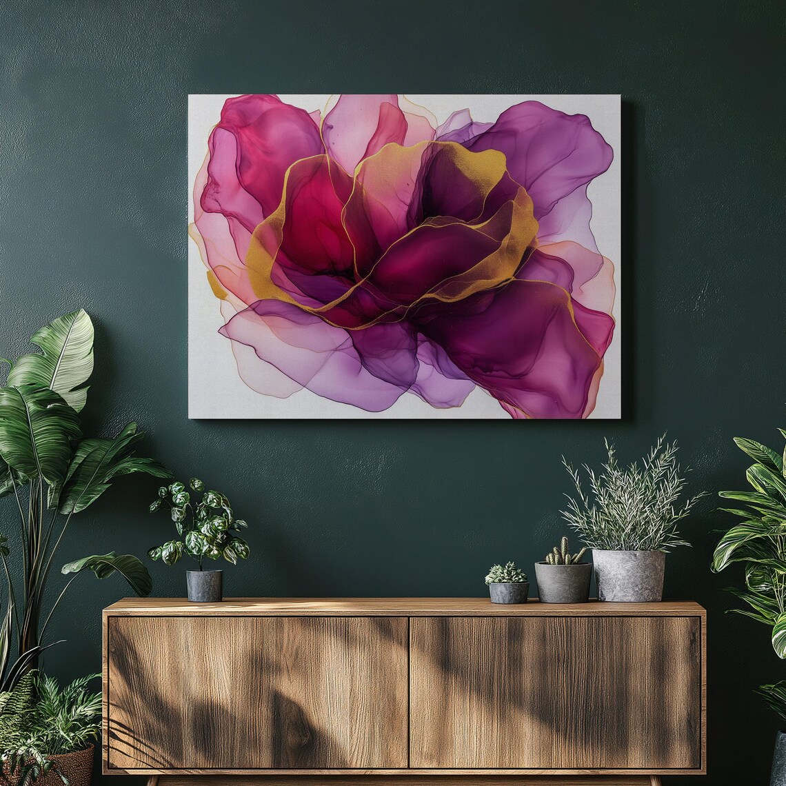 Modern Abstract Floral Fluid Painting, Wall Art Print