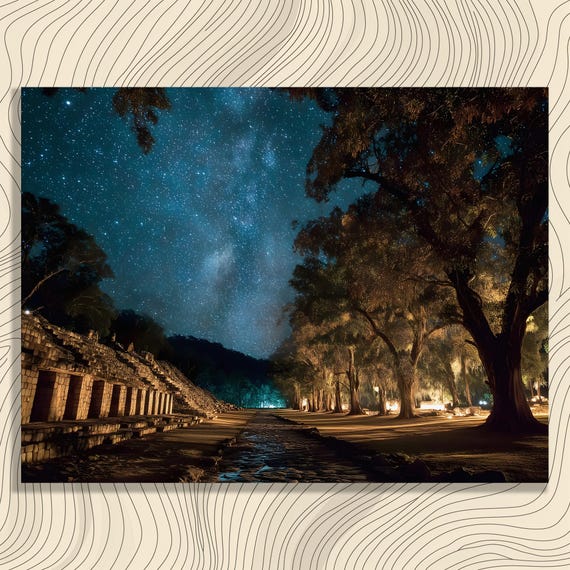 Starry Ruins Milky Way Ancient Stones Night Sky Landscape Poster