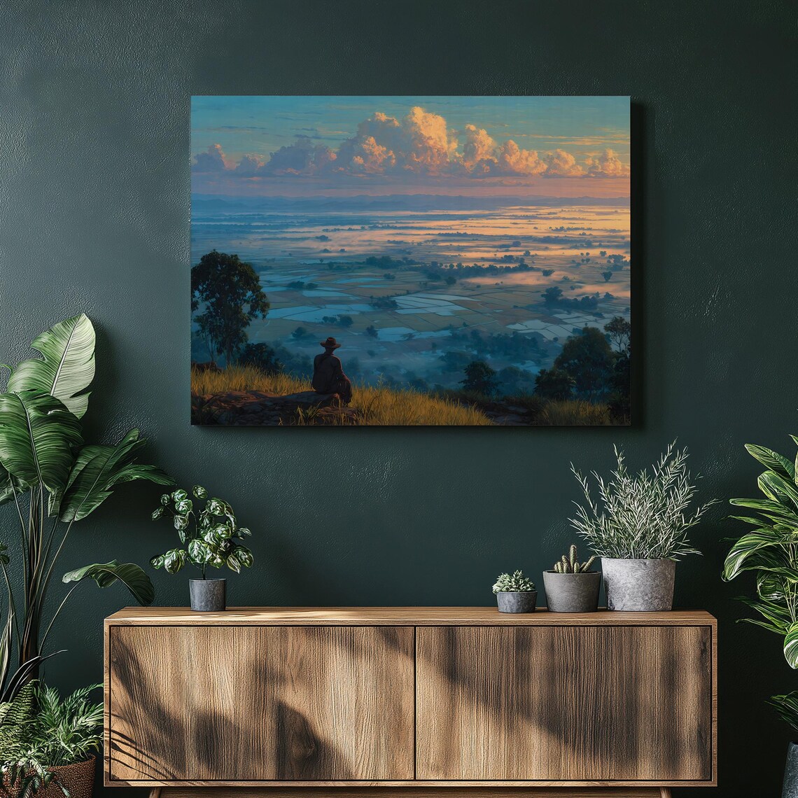 Tropical Rice Terrace Sunrise Overlook Scenic Landscape Poster