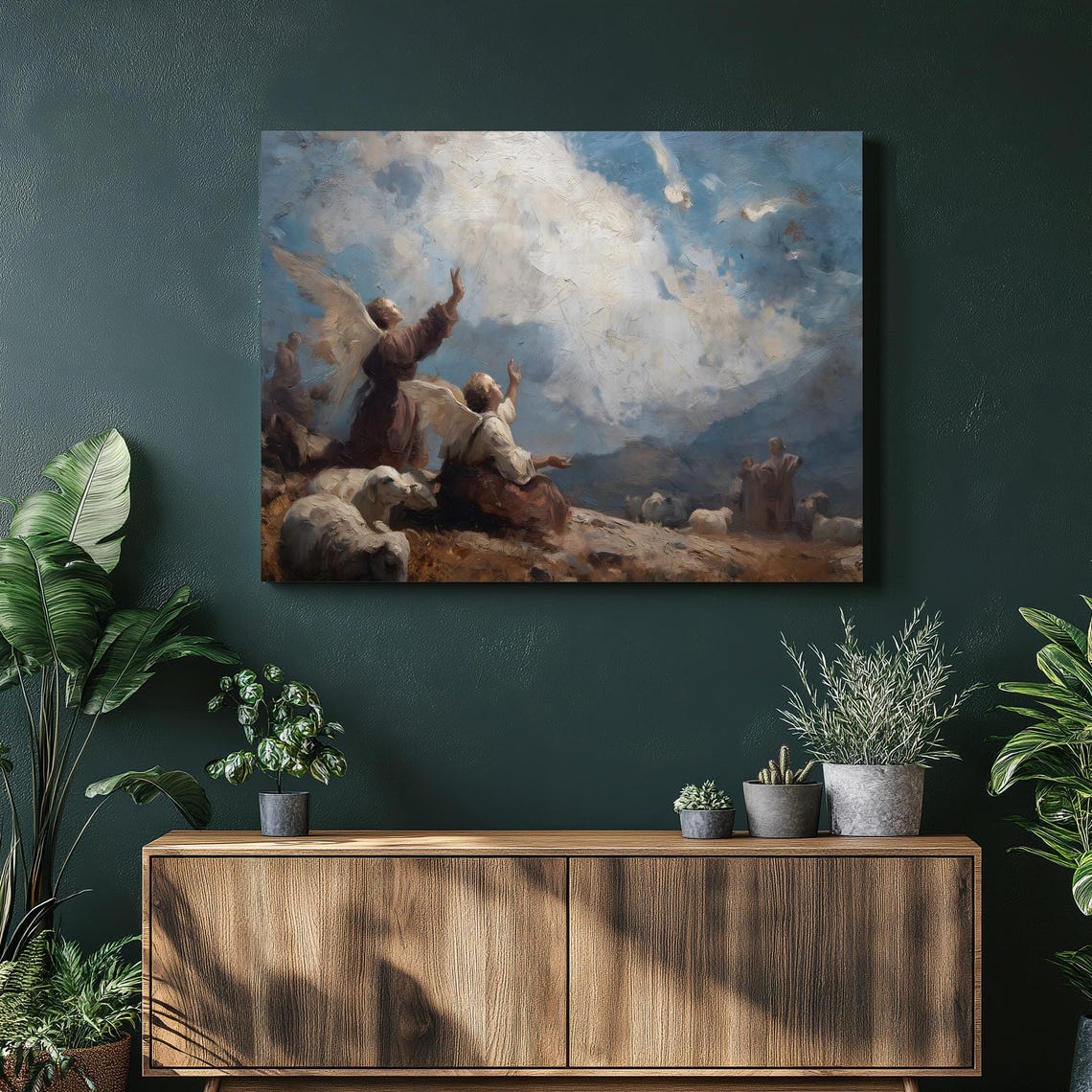 Angels And Shepherds Biblical Hillside Annunciation Art Poster
