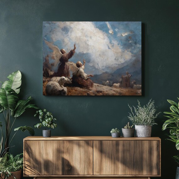Angels And Shepherds Biblical Hillside Annunciation Art Poster
