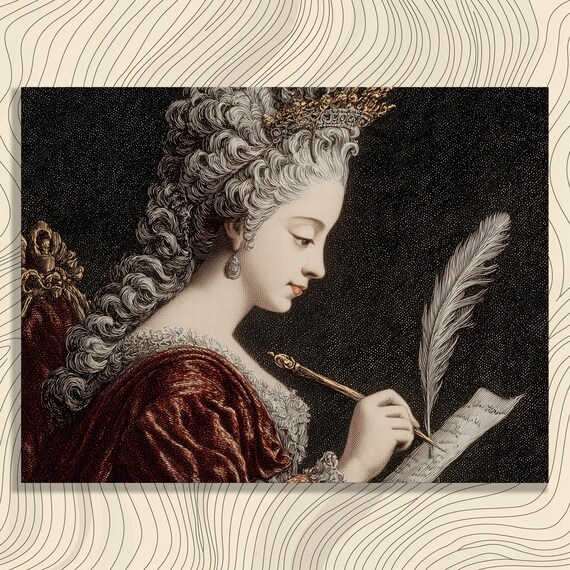 Elegant 18th Century Lady Writing Desk Vintage Portrait Art Poster