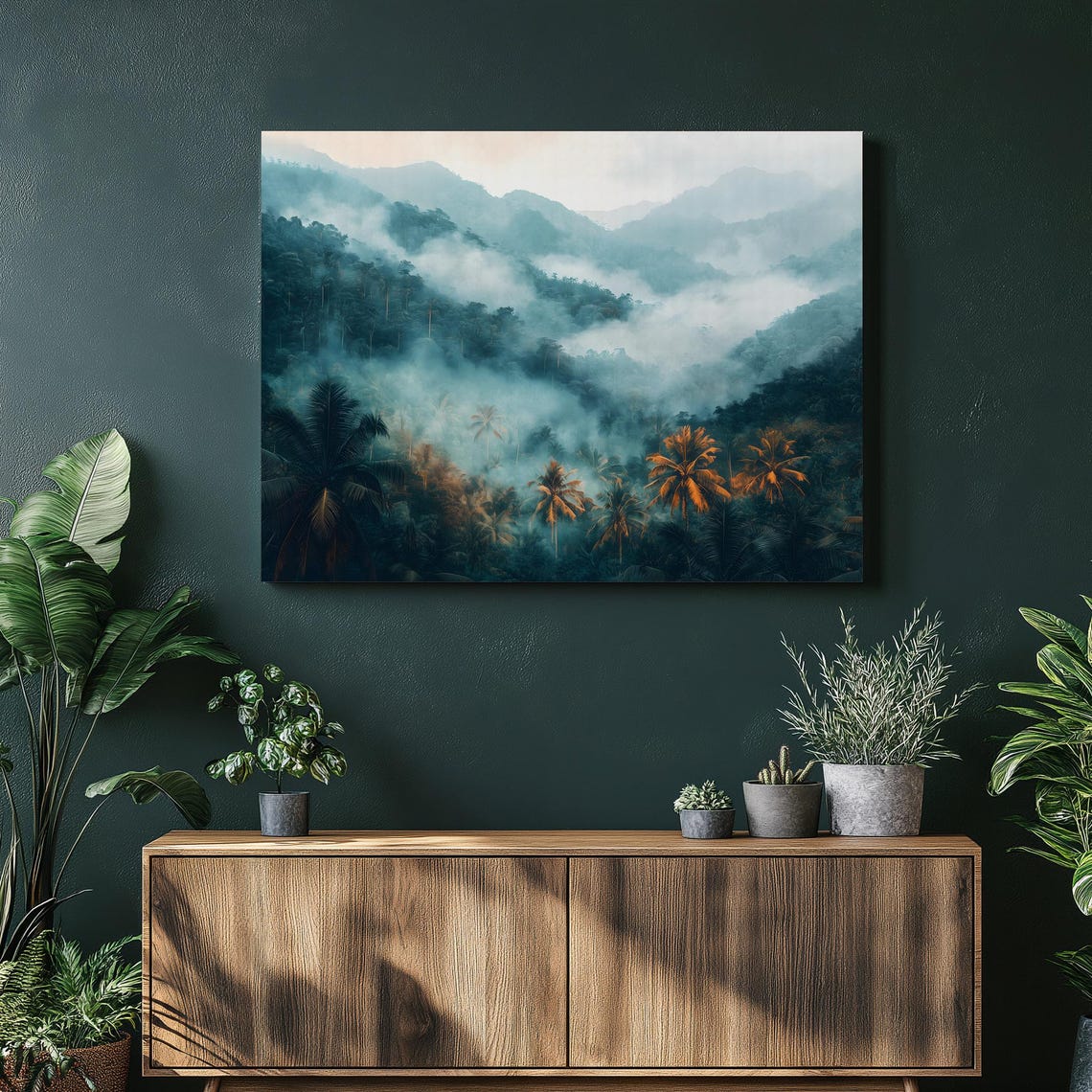 Misty Tropical Rainforest Foggy Mountains Jungle Canopy Poster