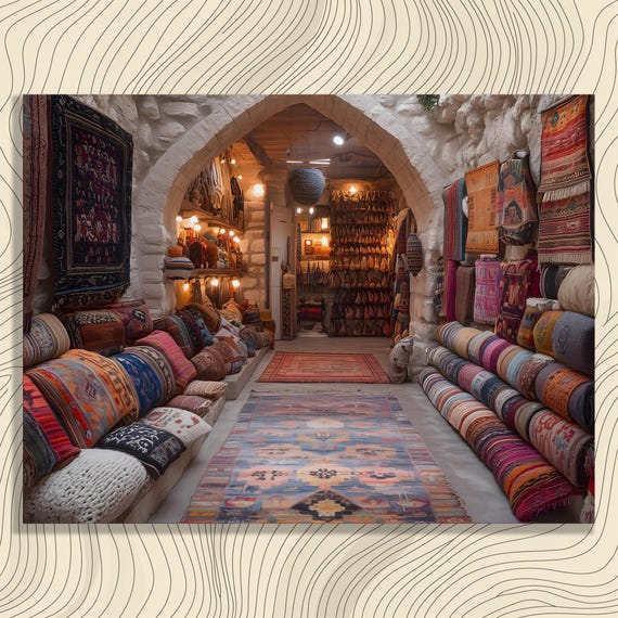 Cozy Boho Colorful Canvas Wall Art Vibrant Patterned Textile Print For Warm Eclectic Home Decor And Unique Premium Designer Gift