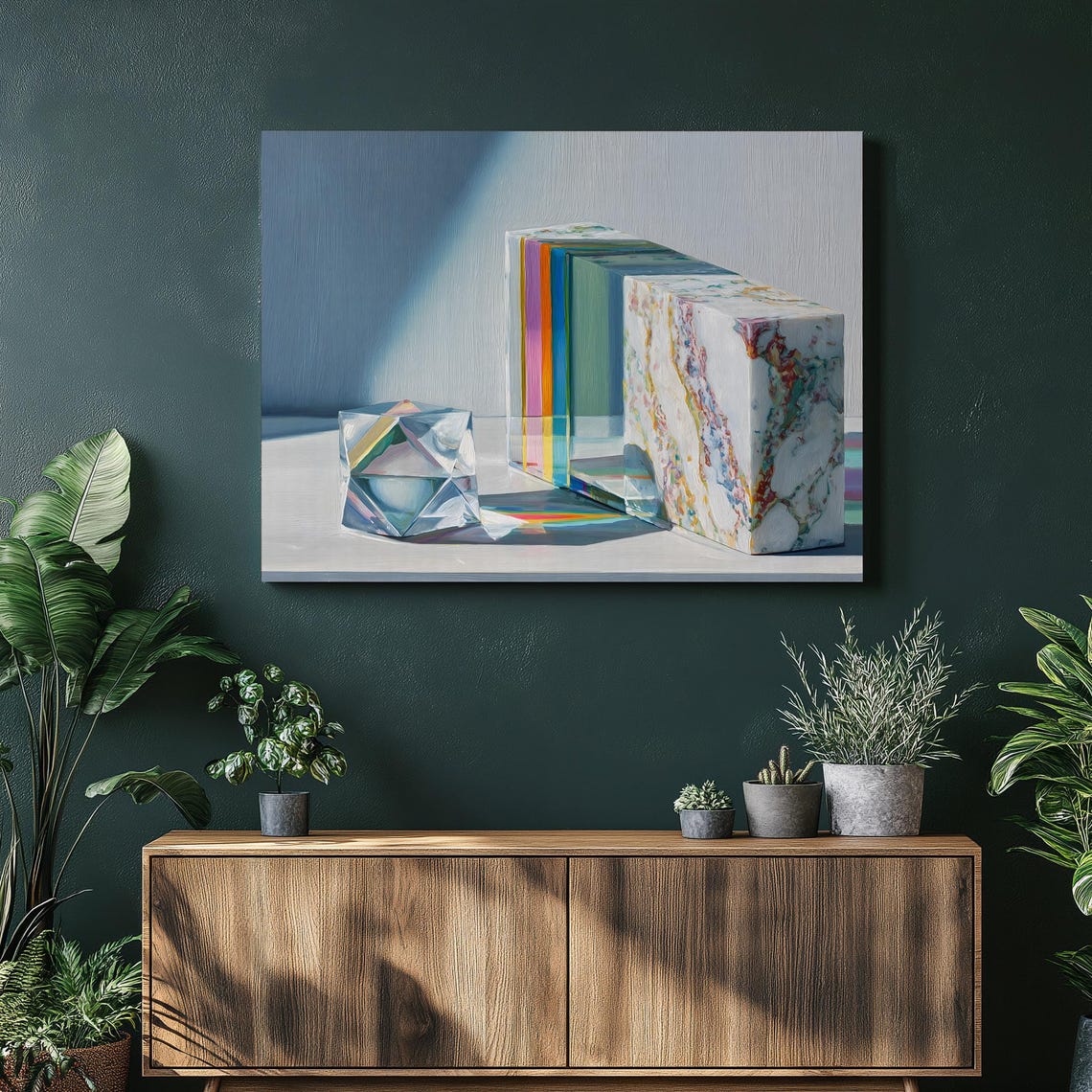 Glass Prism Refraction Still Life Rainbow Light Crystal Minimal Poster