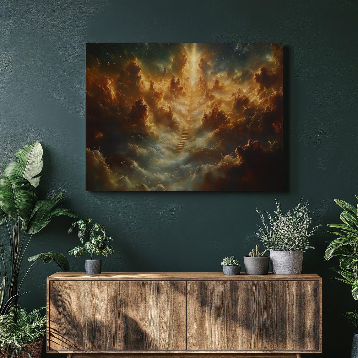 Jacobs Ladder Stairway To Heaven Golden Clouds Biblical Poster
