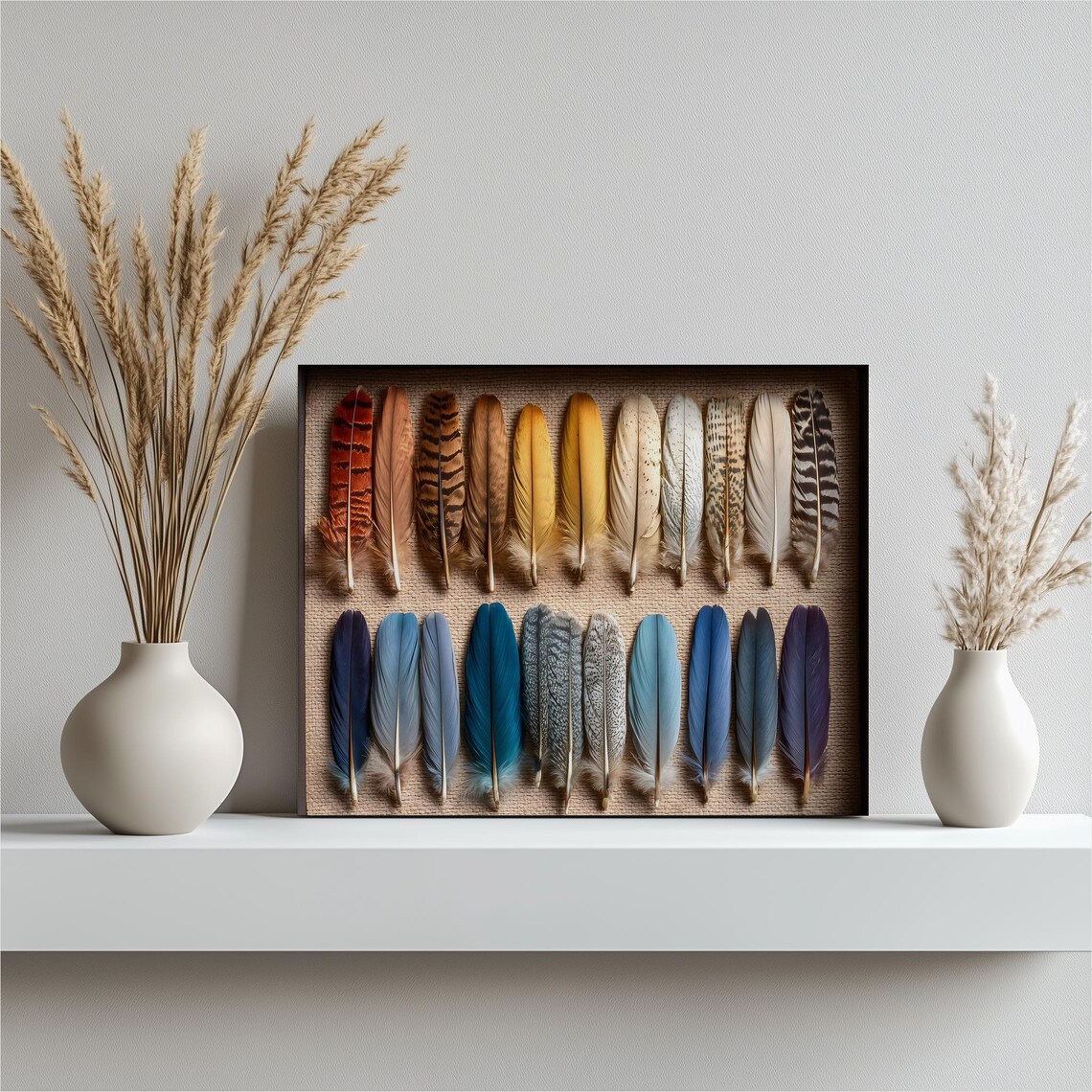 Natural Feather Collection Boho Rustic Art Print