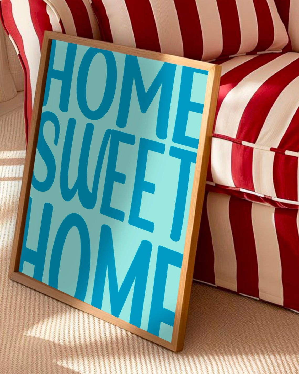Home Sweet Home Bold Teal Retro Typography Wall Decor Poster