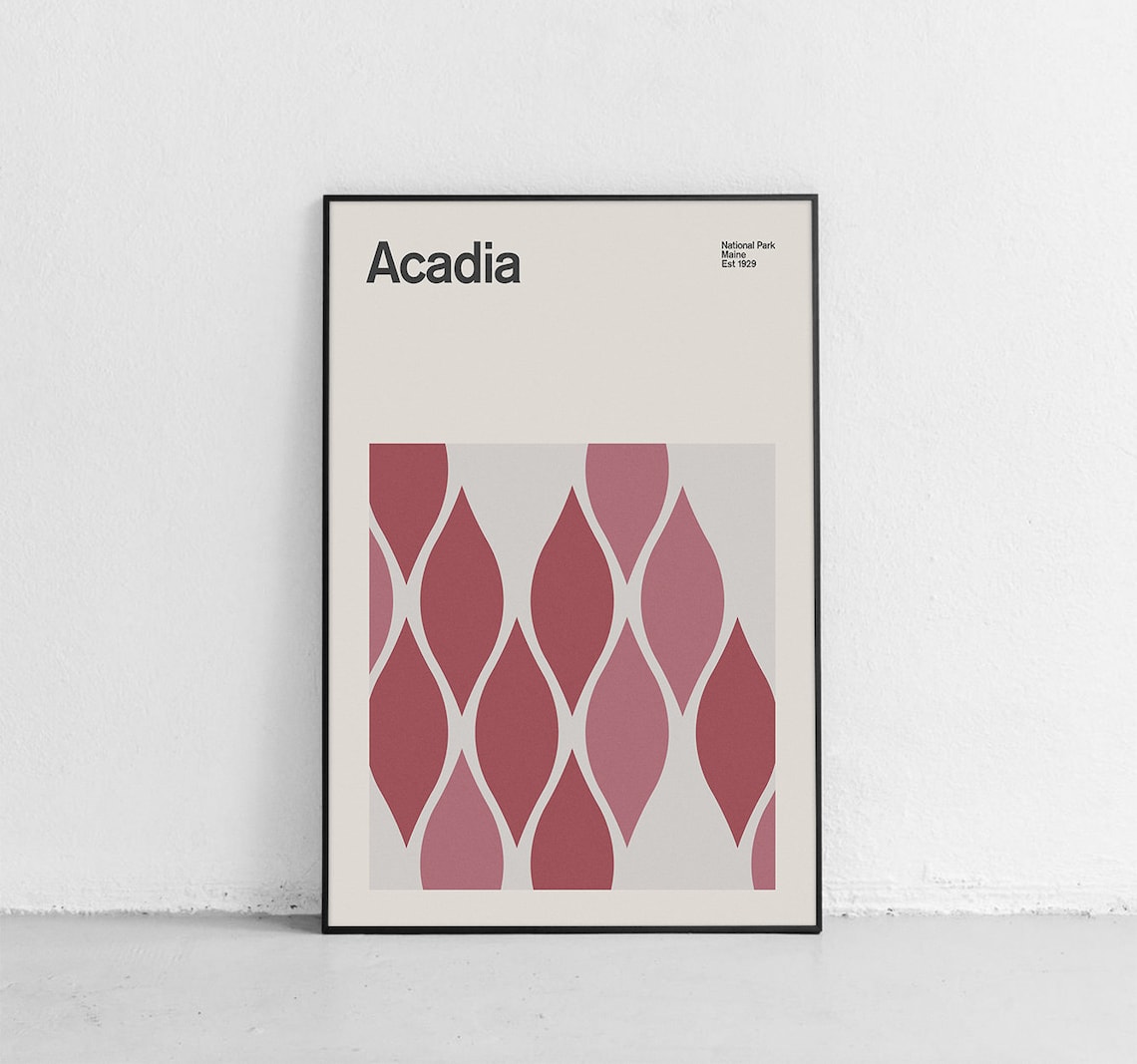 Acadia National Park Mid-Century Travel Poster
