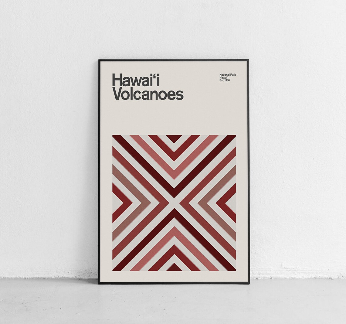 Hawaii Volcanoes National Park Mid-Century Travel Poster
