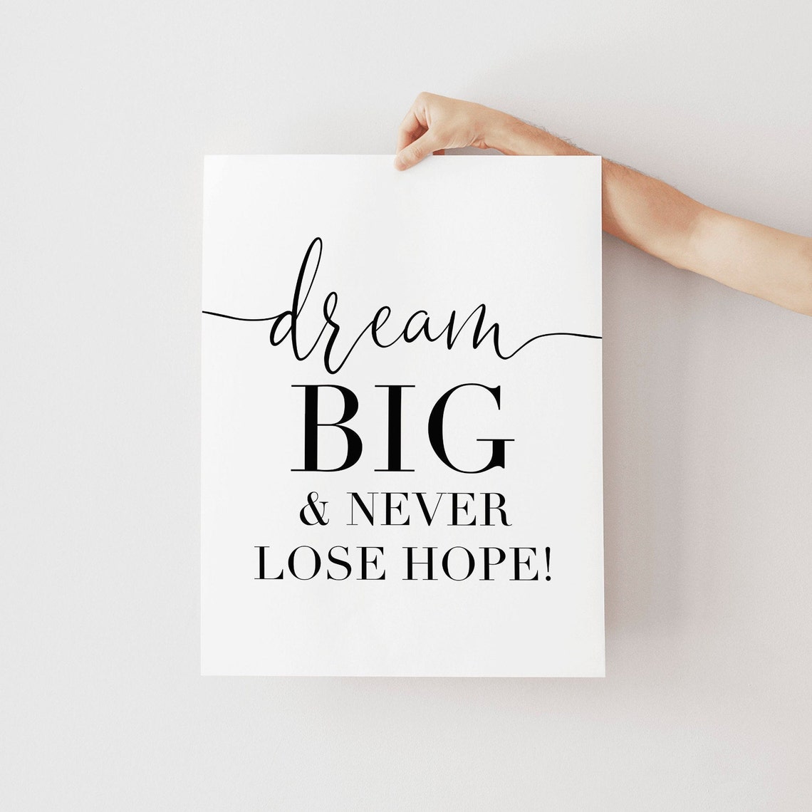 Dream Big And Never Lose Hope Inspirational Quote Calligraphy Wall Art - Image 2