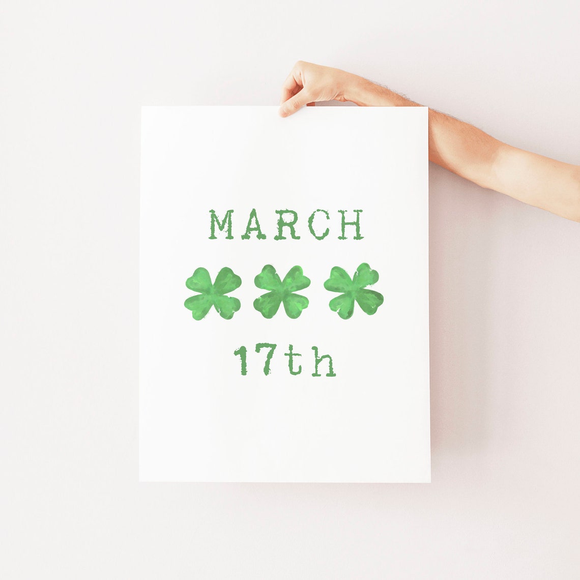 March 17th St Patricks Day Green Shamrock Trio Typography Poster - Image 2