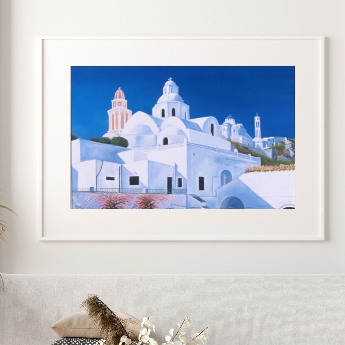 Santorini Art Oil Painting Art Greek Island Decor Coastal Wall Art Blue And White Art Traditional Greek Art European Wall Art