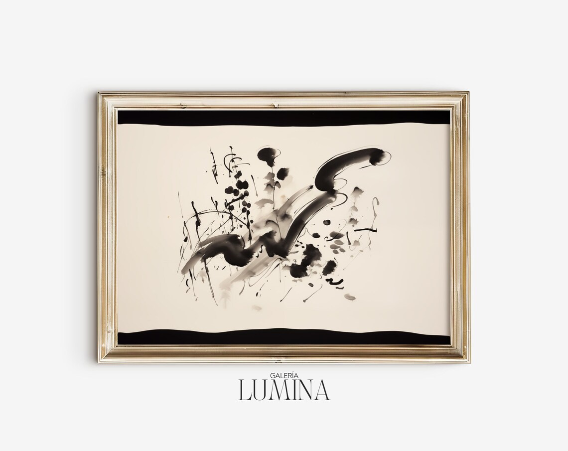 Abstract Painting Black And White Minimalist Neutral Wall Art Figurative Line Art Sketch Ink Painting Art Frame Tv Art 020 - Image 2