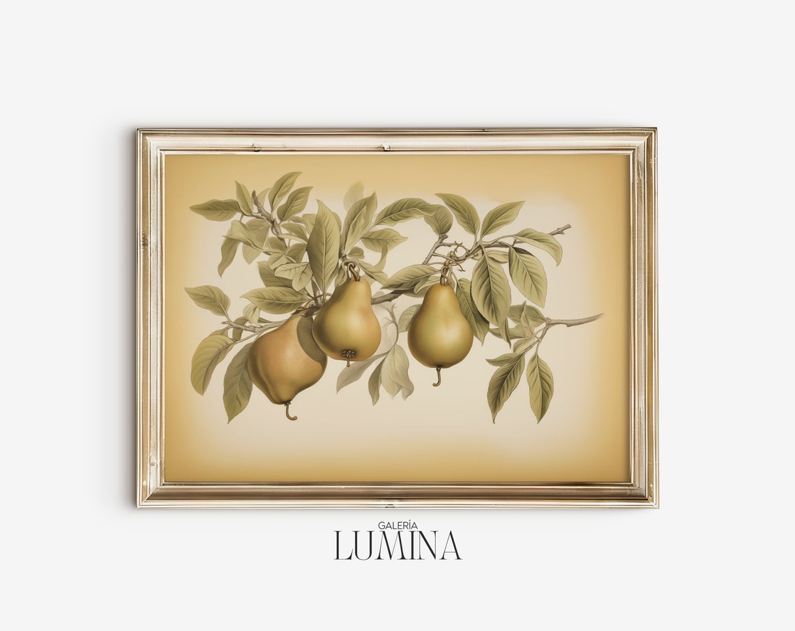 Pears On The Tree Drawing Vintage Kitchen Wall Art Still Life Painting Farmhouse Rustic Fruit Print Art Frame Tv Art 022 - Image 2