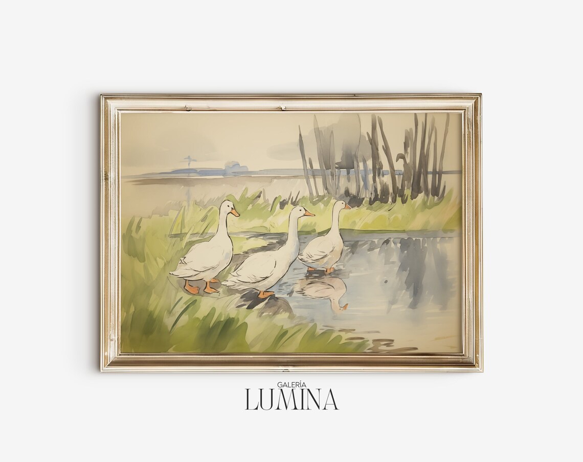 Watercolor Goose Drawing, Minimalist Nursery Art Print - Image 2